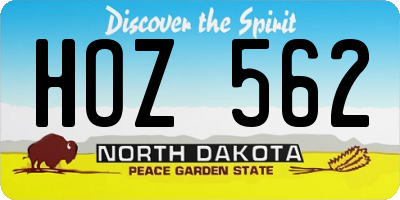 ND license plate HOZ562