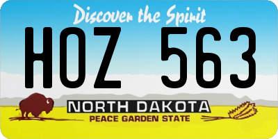 ND license plate HOZ563