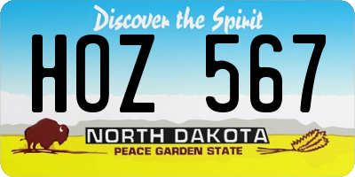 ND license plate HOZ567
