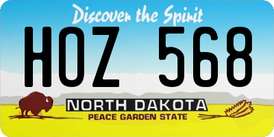 ND license plate HOZ568