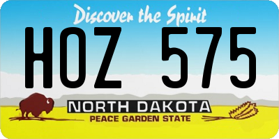 ND license plate HOZ575