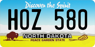 ND license plate HOZ580