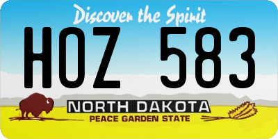 ND license plate HOZ583