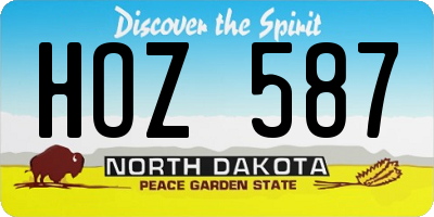 ND license plate HOZ587