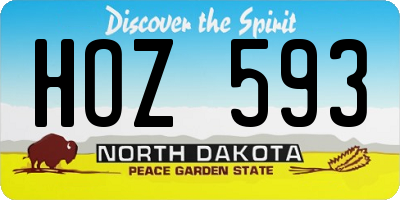 ND license plate HOZ593