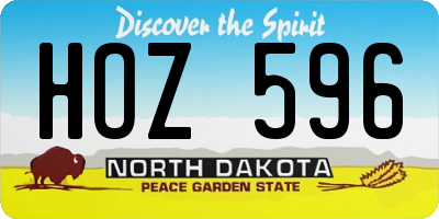 ND license plate HOZ596