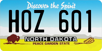 ND license plate HOZ601