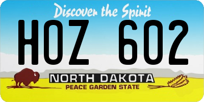 ND license plate HOZ602