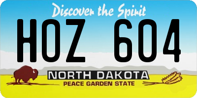 ND license plate HOZ604