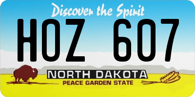 ND license plate HOZ607