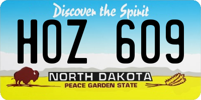 ND license plate HOZ609