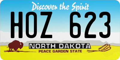 ND license plate HOZ623