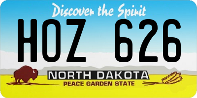 ND license plate HOZ626