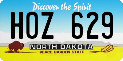 ND license plate HOZ629