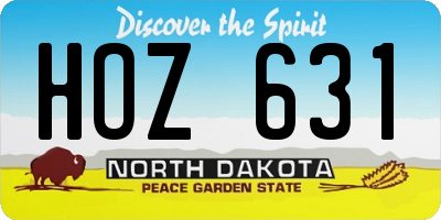 ND license plate HOZ631