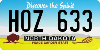 ND license plate HOZ633