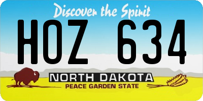 ND license plate HOZ634