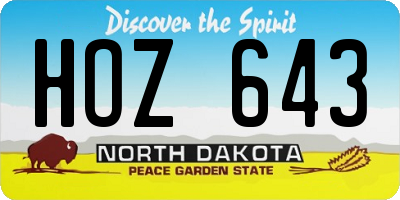 ND license plate HOZ643