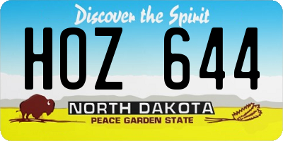 ND license plate HOZ644