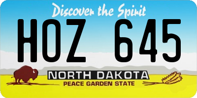 ND license plate HOZ645