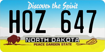 ND license plate HOZ647