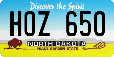ND license plate HOZ650
