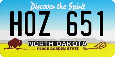 ND license plate HOZ651