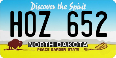 ND license plate HOZ652