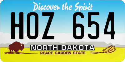 ND license plate HOZ654
