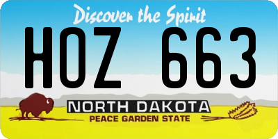 ND license plate HOZ663