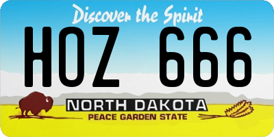 ND license plate HOZ666