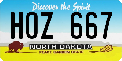 ND license plate HOZ667