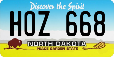 ND license plate HOZ668