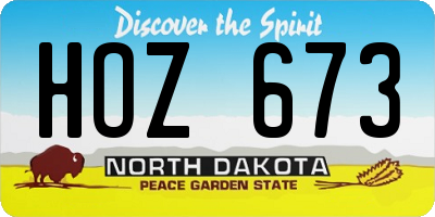 ND license plate HOZ673