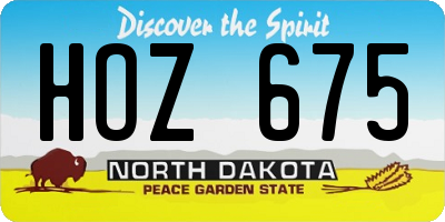 ND license plate HOZ675