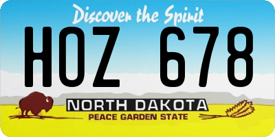 ND license plate HOZ678
