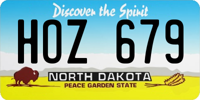 ND license plate HOZ679