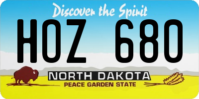 ND license plate HOZ680