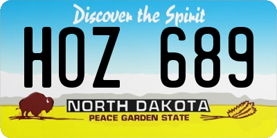 ND license plate HOZ689