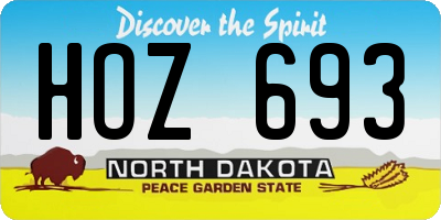 ND license plate HOZ693