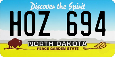 ND license plate HOZ694