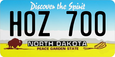 ND license plate HOZ700