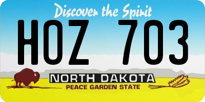 ND license plate HOZ703