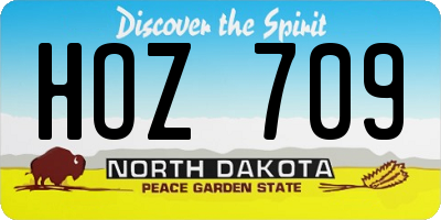 ND license plate HOZ709