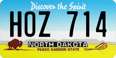 ND license plate HOZ714