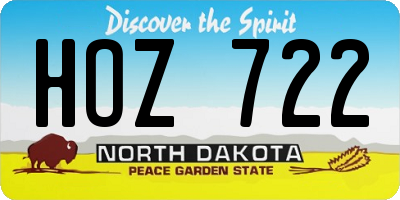 ND license plate HOZ722
