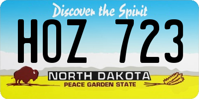 ND license plate HOZ723