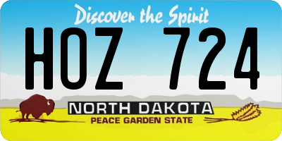 ND license plate HOZ724