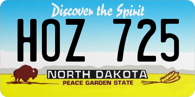 ND license plate HOZ725
