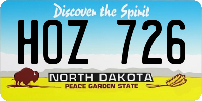 ND license plate HOZ726